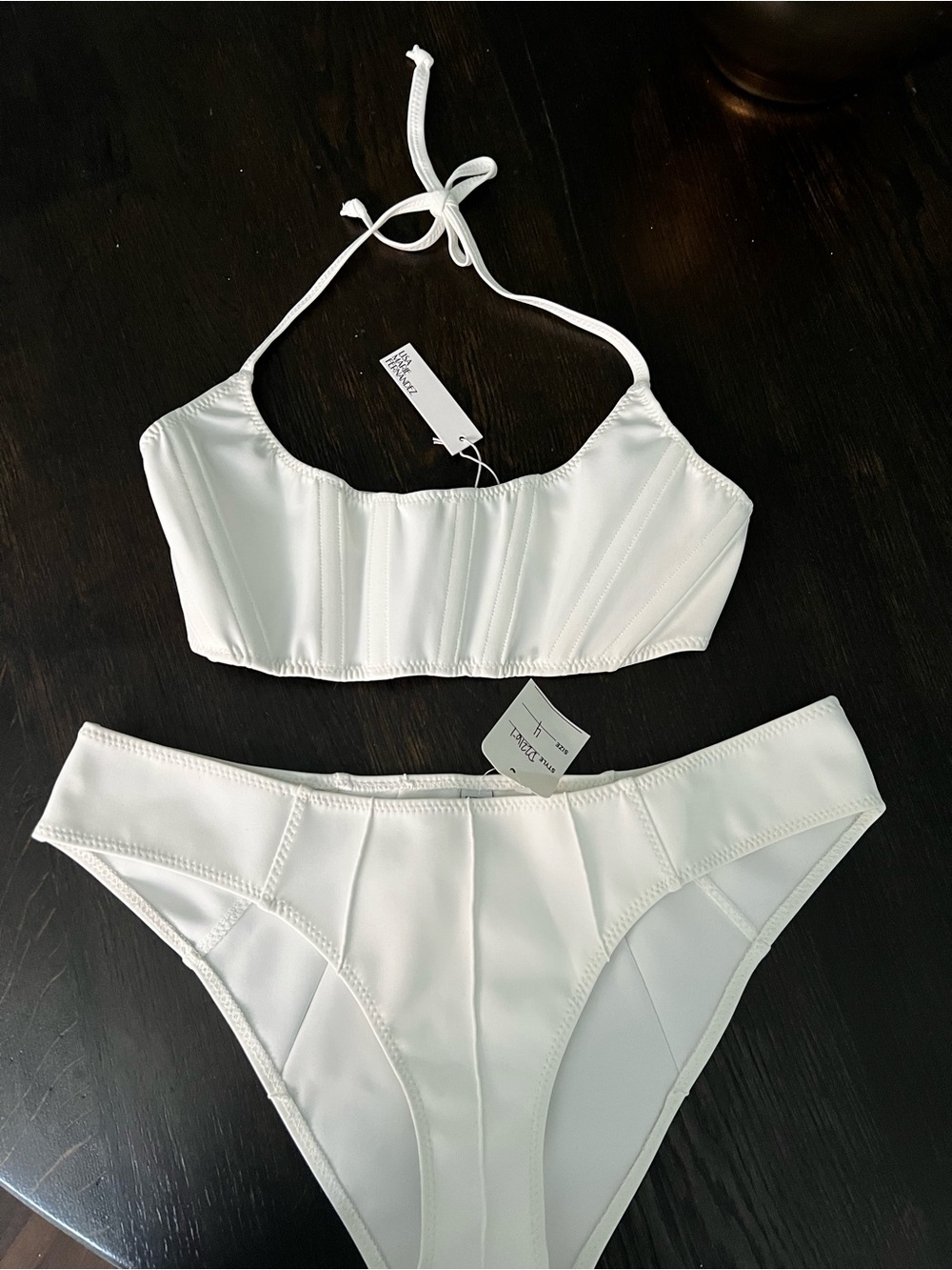 Lisa Marie Fernandez Neoprene White Halter Bikini size 2 top, size 4 bottom